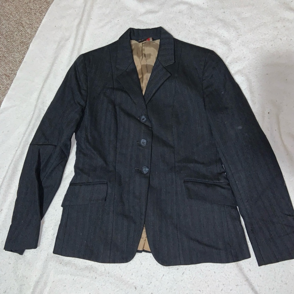 Miller’s Regency 4 Navy blue Herringbone hunt coat Teen Petite Adult 34”